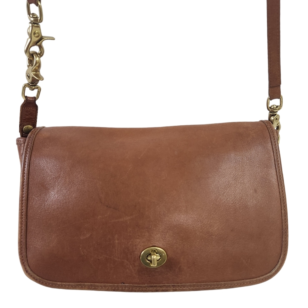 Coach Vintage Tan Brown Leather Shoulder  Crossbody-Bag Convertible Clutch 9635